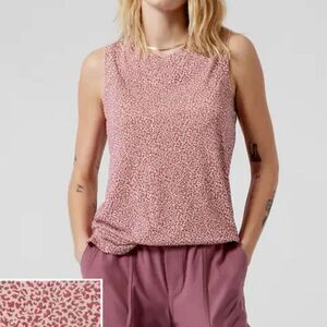 Athleta Pink Leopard Print Sleeveless Tank Top